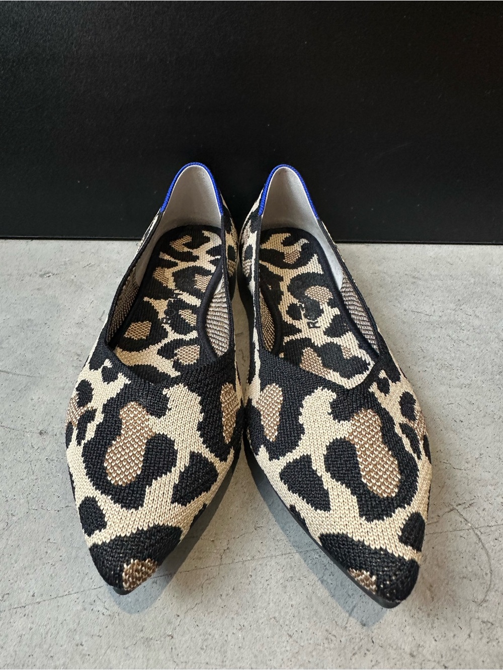 Rothy’s The Point Leopard Print Knit Flats Size 7.5